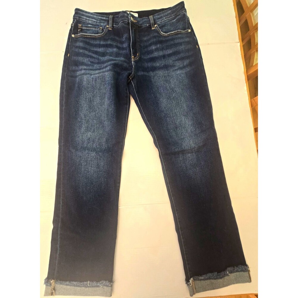 Kancan Maurices Jeans Women’s 32 Dark Wash Straight Leg Raw Hem Cuffed Stretch